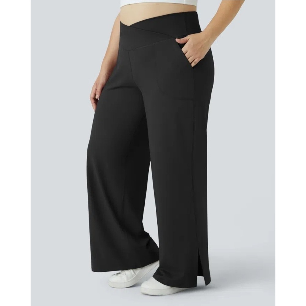 Halara Plus Size 2X DayStretch Pocket Hem Crossover Black Pants